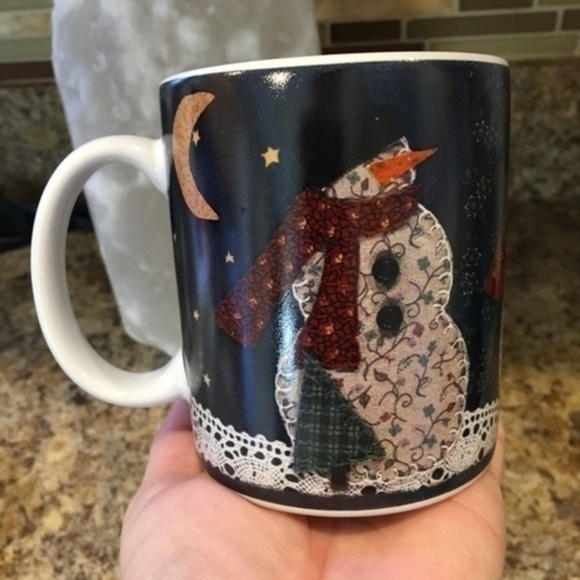 Vintage 1998 Lang & Wise Quilted Snowmen Coffee Mug Like New - Picture 3 of 11